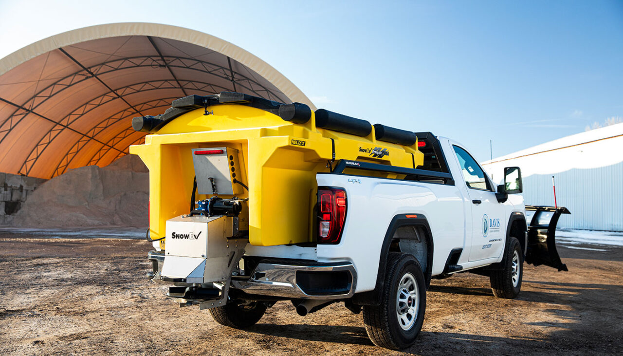 snowex renegade poly hopper spreader at salt storage